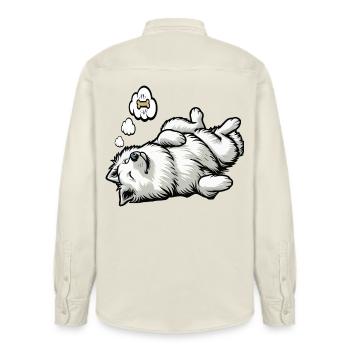 White Shepherd Shepherd Shepherd Dogs - Relaxed Fit Unisex Organic Shirt by Stanley/Stella - soft Ecru - Back - AI Model Male 178 light (178cm)