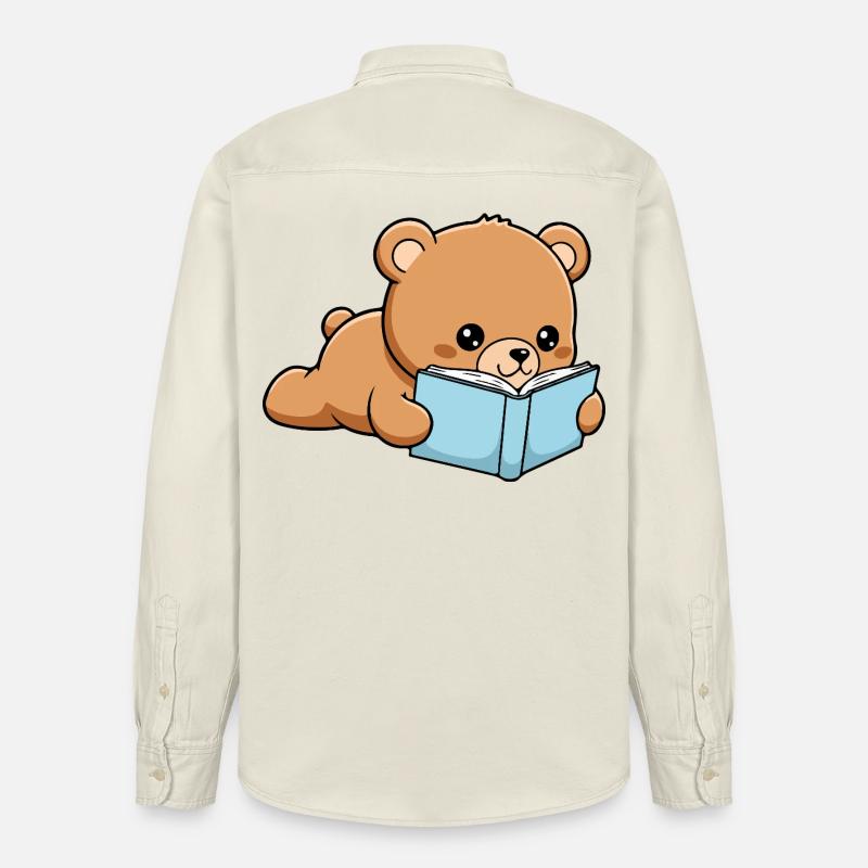 Libro Orso Buffo Libro che legge - Camicia unisex vestibilità rilassata bio di Stanley/Stella - ecru morbido
