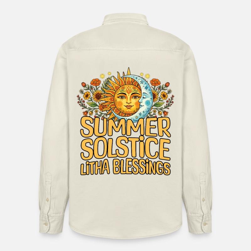 Litha Pagan Solstice d’été Midsommar - Chemise unisexe coupe décontractée bio Stanley/Stella - écru doux