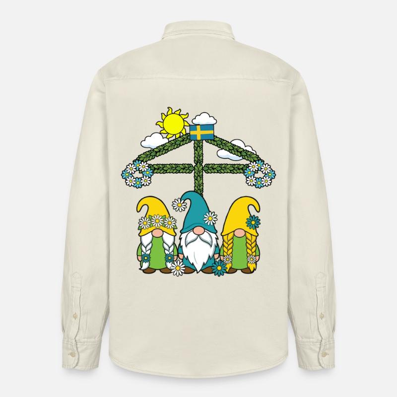 Litha Pagan Solstice d’été Midsommar - Chemise unisexe coupe décontractée bio Stanley/Stella - écru doux