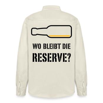 Wo Bleibt Die Reserve? (Bier / Bierchen / POS 2C) - Relaxed Fit Unisex Organic Hemd von Stanley/Stella - Natur - Hinten - AI Model Male 178 light (178cm)
