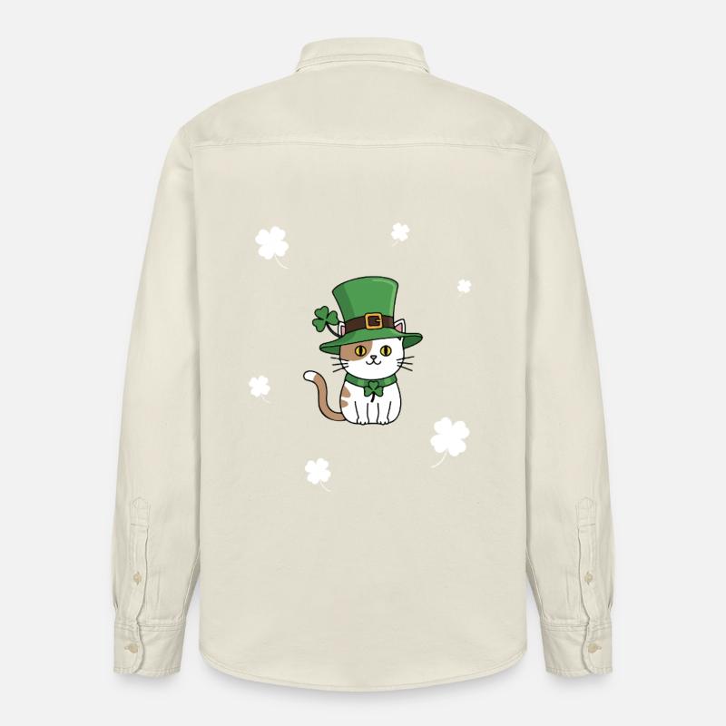 Chat de la Saint-Patrick - Chemise unisexe coupe décontractée bio Stanley/Stella - écru doux
