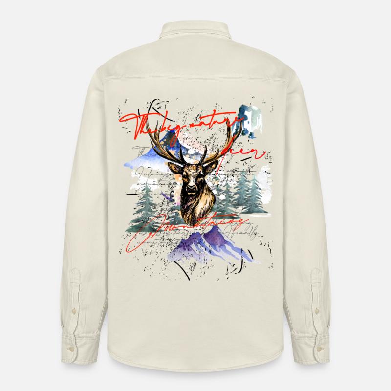 Hirsch Geweih Berge - Relaxed Fit Unisex Organic Hemd von Stanley/Stella - Natur