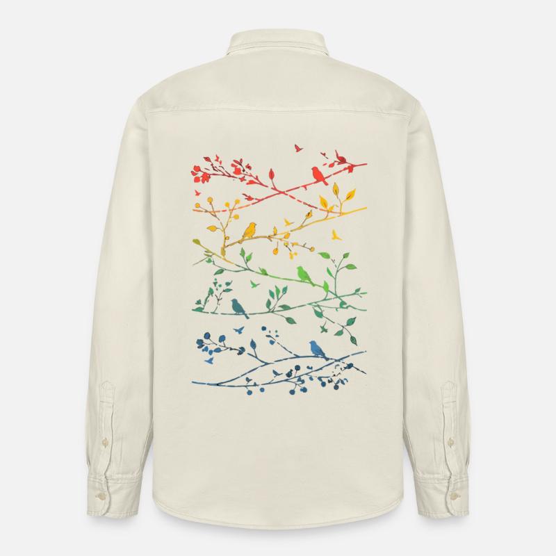 Branches arcenciel et oiseaux - Chemise unisexe coupe décontractée bio Stanley/Stella - écru doux