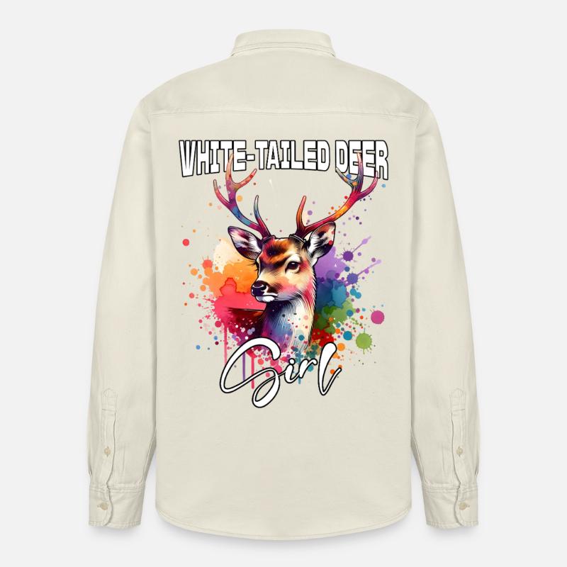 White-Tailed Deer Mädchen Weisswedelhirsch - Relaxed Fit Unisex Organic Hemd von Stanley/Stella - Natur
