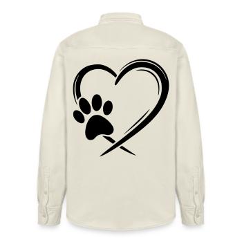 Paw Heart - Relaxed Fit Unisex Organic Shirt by Stanley/Stella - soft Ecru - Back - AI Model Male 178 light (178cm)