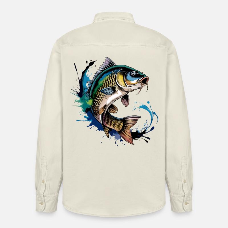 Springender Karpf - Relaxed Fit Unisex Organic Hemd von Stanley/Stella - Natur