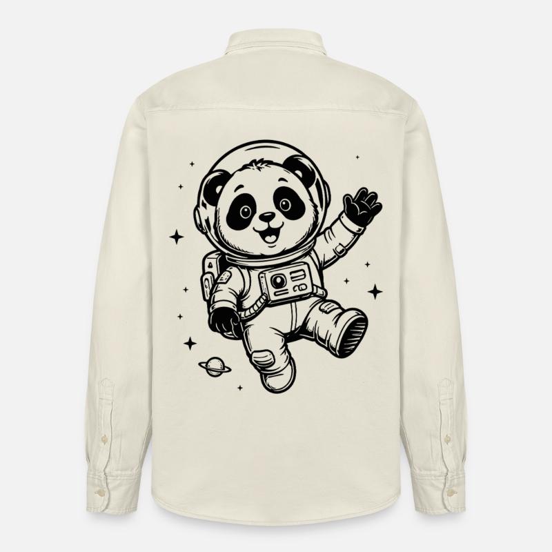 Astronaute Panda : Aventure spatiale - Chemise unisexe coupe décontractée bio Stanley/Stella - écru doux