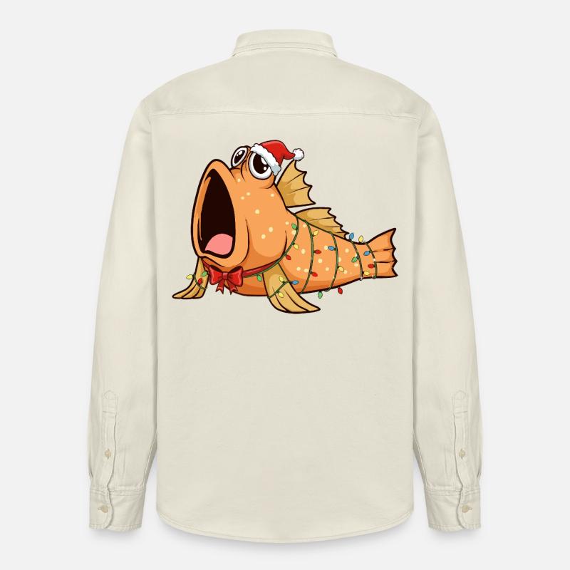 Drôle de Mudskipper - Noël - Chemise unisexe coupe décontractée bio Stanley/Stella - écru doux