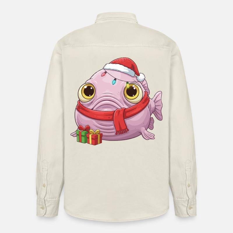 Drôle de Poisson-Blobfish - Noël avec... - Chemise unisexe coupe décontractée bio Stanley/Stella - écru doux