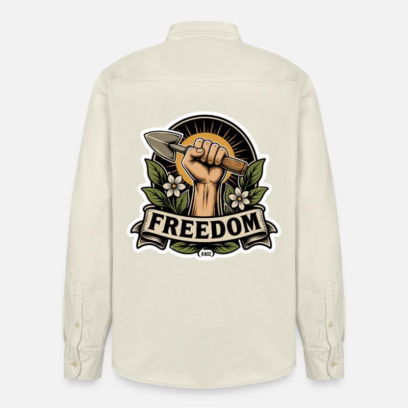 Freiheitsfaust-Emblem mit Schaufel - Relaxed Fit Unisex Organic Hemd von Stanley/Stella - Natur