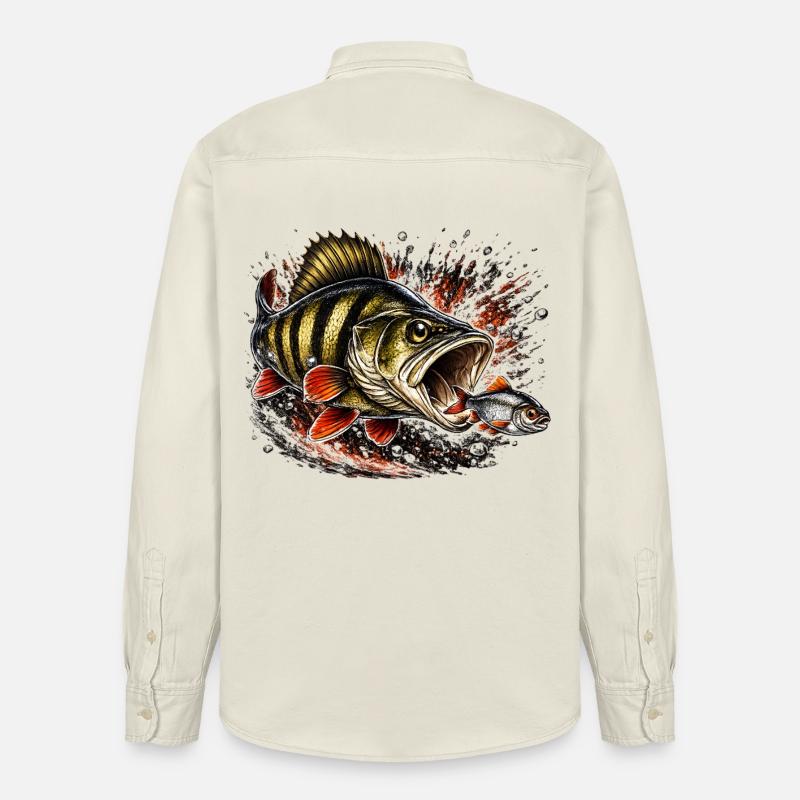 Explosives Barsch-Raubtierfisch-Design - Relaxed Fit Unisex Organic Hemd von Stanley/Stella - Natur