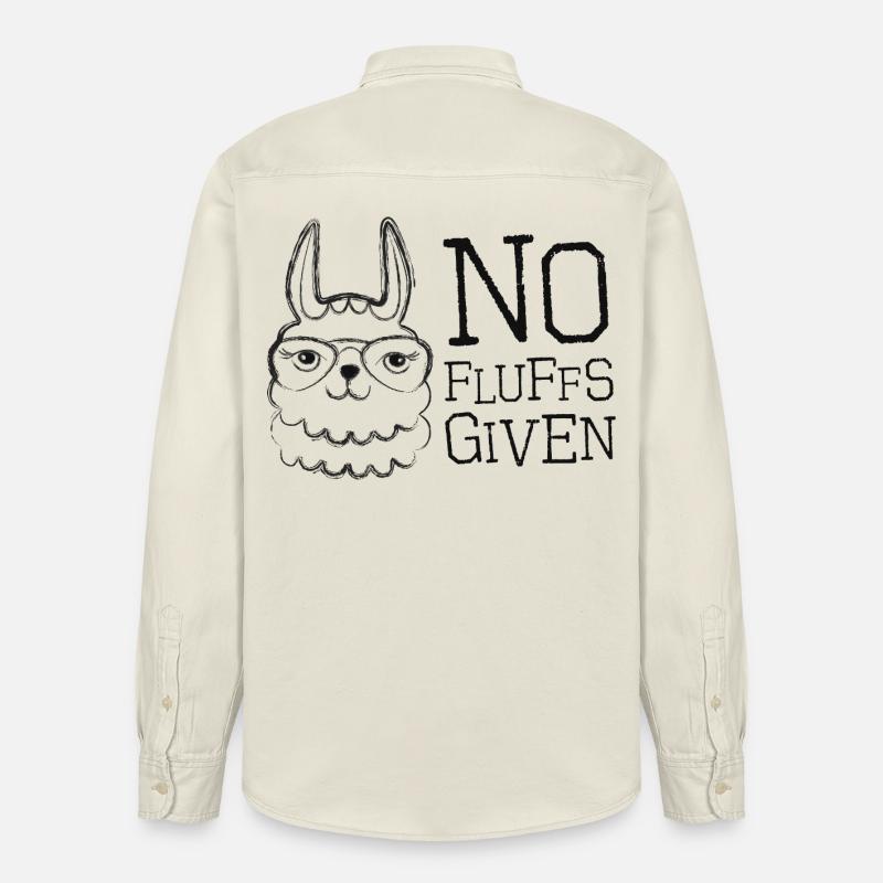 Lama mit Brille No Fluffs Given - Relaxed Fit Unisex Organic Hemd von Stanley/Stella - Natur