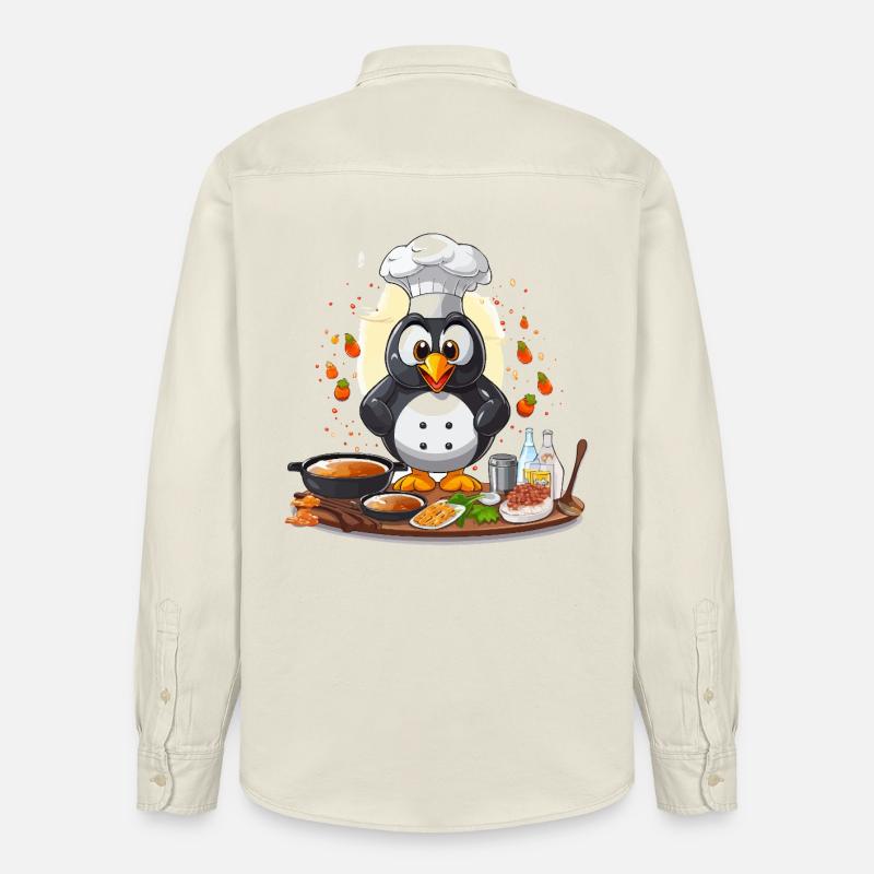 Küchenpinguin Chef Design - Relaxed Fit Unisex Organic Hemd von Stanley/Stella - Natur