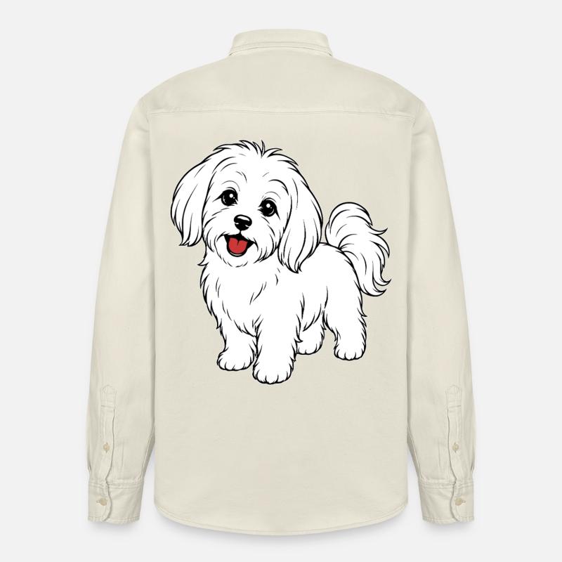 Blanc de chien maltis - Chemise unisexe coupe décontractée bio Stanley/Stella - écru doux