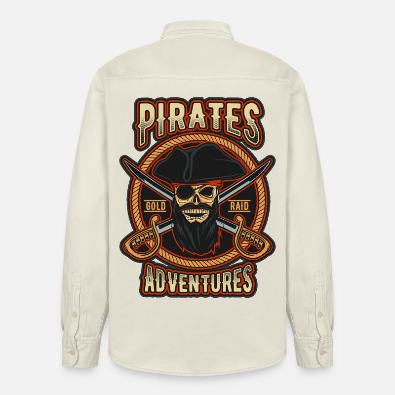 Pirate Gold Raid Patch - Relaxed Fit Unisex Organic Shirt by Stanley/Stella - soft Ecru