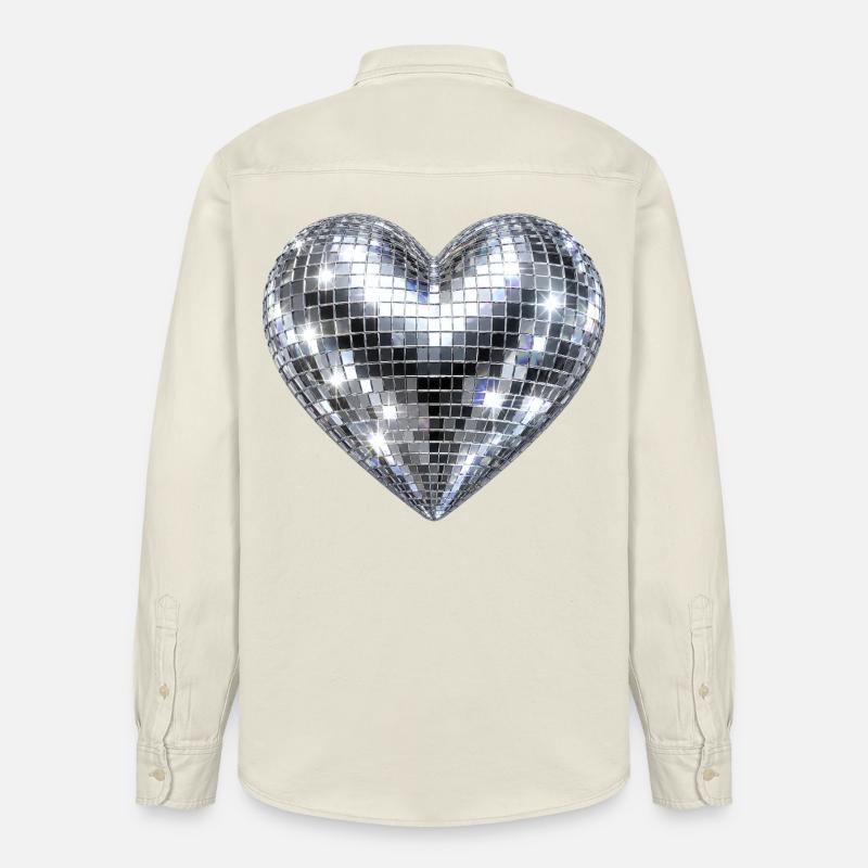 Herz Disco Glitzer - Relaxed Fit Unisex Organic Hemd von Stanley/Stella - Natur