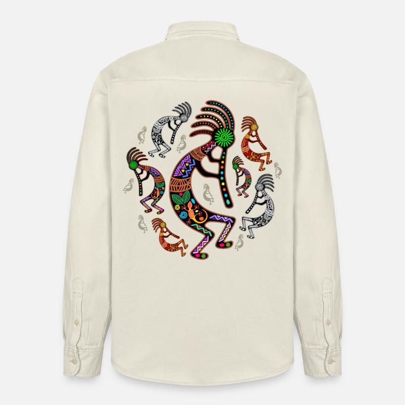 Couleurs arc-en-ciel Kokopelli - Chemise unisexe coupe décontractée bio Stanley/Stella - écru doux