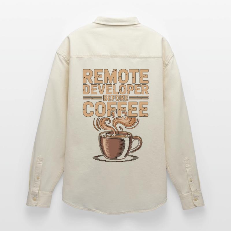 Remote Developer Before Remote Coder Coffee Lover Relaxed Fit Unisex Organic Shirt by Stanley/Stella