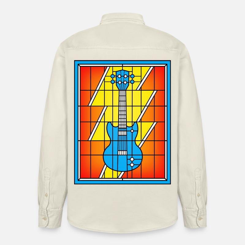 Guitare bleue vitral - Chemise unisexe coupe décontractée bio Stanley/Stella - écru doux