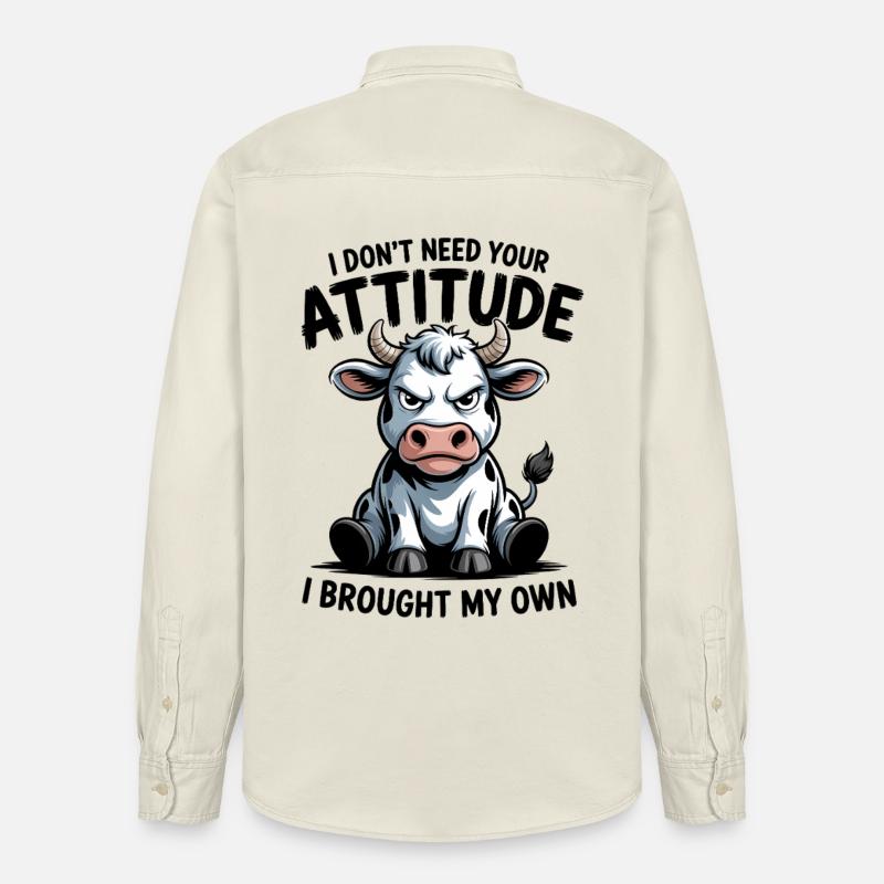 Attitude de vache : expression - Chemise unisexe coupe décontractée bio Stanley/Stella - écru doux