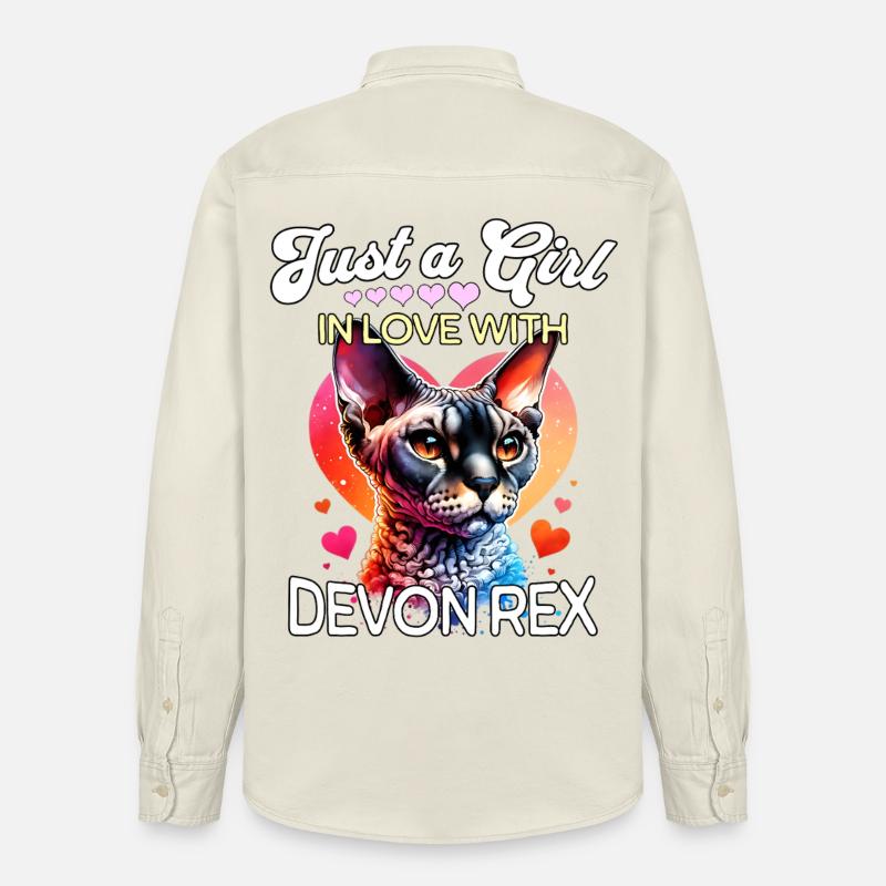 Devon Rex Girl - Chemise unisexe coupe décontractée bio Stanley/Stella - écru doux
