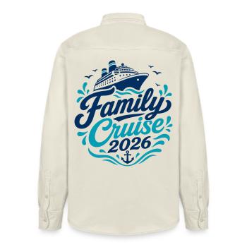 Familien Kreuzfahrt 2026 Motiv - Relaxed Fit Unisex Organic Hemd von Stanley/Stella - Natur - Hinten - AI Model Male 178 light (178cm)