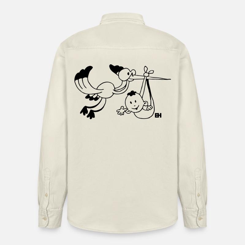 La cigogne apporte le bébé. - Chemise unisexe coupe décontractée bio Stanley/Stella - écru doux