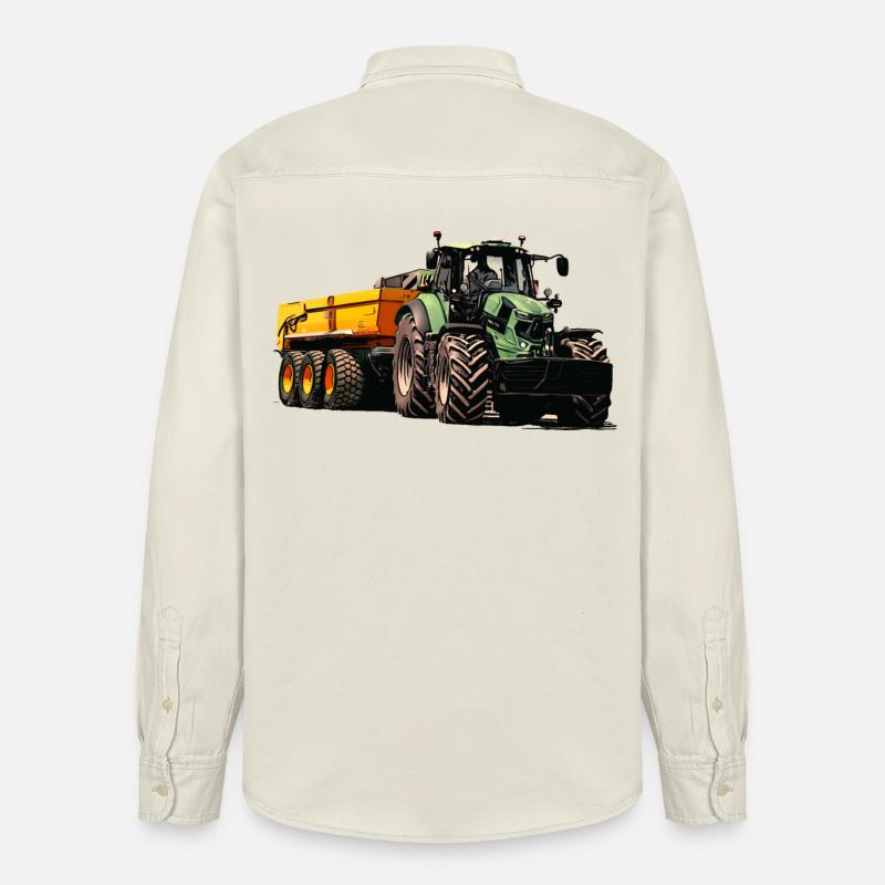 Traktor mit Anhänger Kipper - Relaxed Fit Unisex Organic Hemd von Stanley/Stella - Natur
