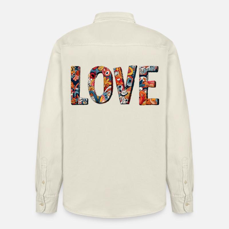 Conception créative de graffitis LOVE - Chemise unisexe coupe décontractée bio Stanley/Stella - écru doux