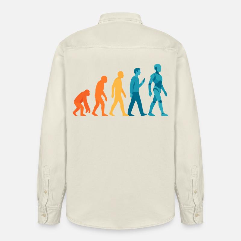Évolution vers le contour du robot - Chemise unisexe coupe décontractée bio Stanley/Stella - écru doux