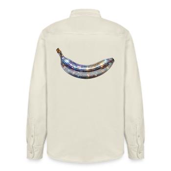 Disco Banana - Relaxed Fit Unisex Organic Shirt by Stanley/Stella - soft Ecru - Back - AI Model Male 178 light (178cm)