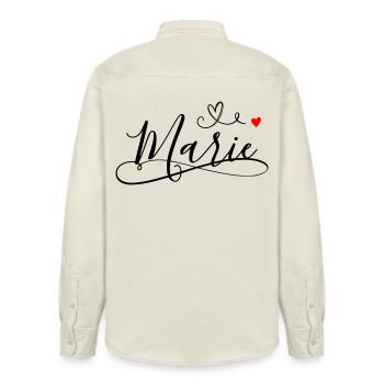 Marie Name Vorname mit Herzdekor - Relaxed Fit Unisex Organic Hemd von Stanley/Stella - Natur - Hinten - AI Model Male 178 light (178cm)