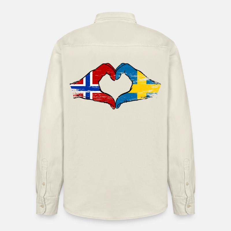 Mains du drapeau Norvégien Suède - Chemise unisexe coupe décontractée bio Stanley/Stella - écru doux