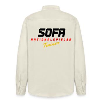 Sofa Nationalspieler - Relaxed Fit Unisex Organic Hemd von Stanley/Stella - Natur - Hinten - AI Model Male 178 light (178cm)