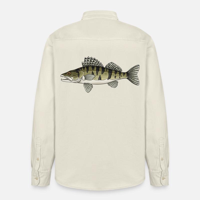 Conception de poissons prédateurs à zanders pour pêcheurs - Chemise unisexe coupe décontractée bio Stanley/Stella - écru doux
