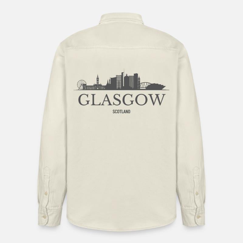 Glasgow, Écosse, silhouette de Glasgow - Chemise unisexe coupe décontractée bio Stanley/Stella - écru doux