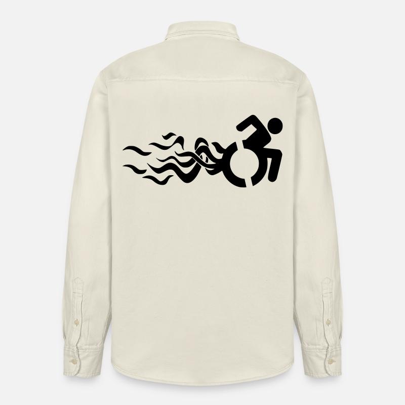 Symbole enflammé d’un fauteuil roulant * - Chemise unisexe coupe décontractée bio Stanley/Stella - écru doux
