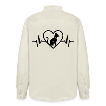 Katze Herz Silhouette Süß Pet Lover Geschenk - Relaxed Fit Unisex Organic Hemd von Stanley/Stella - Natur - Hinten - AI Model Male 178 light (178cm)