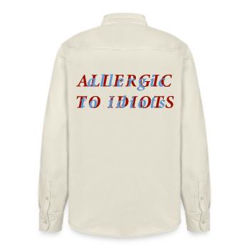 Chemise drôle allergique aux idiots - Chemise unisexe coupe décontractée bio Stanley/Stella - écru doux - Dos - AI Model Male 178 light (178cm)