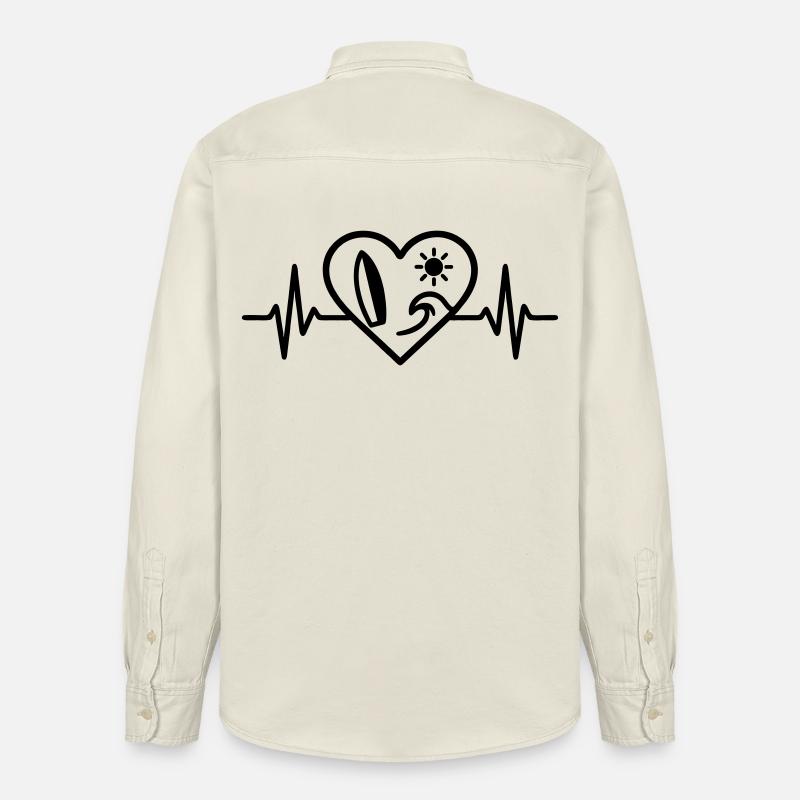 Surf Heart Wave Board Sun - Chemise unisexe coupe décontractée bio Stanley/Stella - écru doux