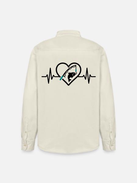 Fishing Heart Fish Nature Passion - Relaxed Fit Unisex Organic Shirt by Stanley/Stella - soft Ecru