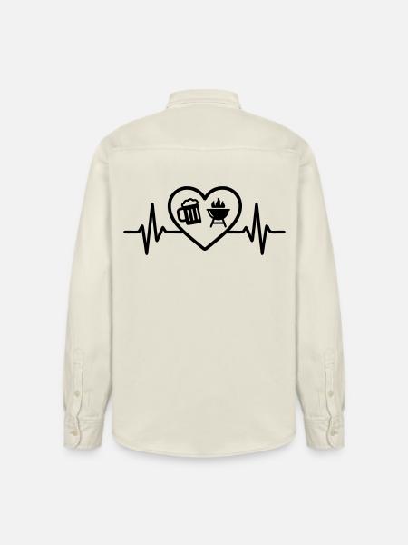 Herz Bier Grillen - Relaxed Fit Unisex Organic Hemd von Stanley/Stella - Natur