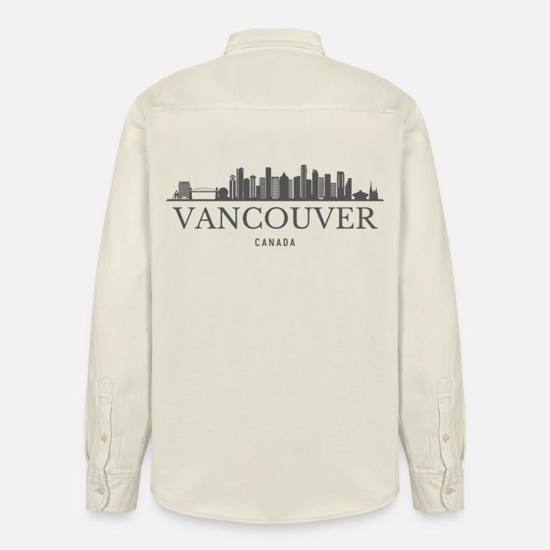 Vancouver Canada, silhouette de Vancouver - Chemise unisexe coupe décontractée bio Stanley/Stella - écru doux
