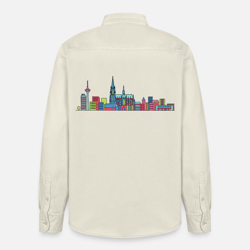 Kölner Stadtschirm Dom: Moderne Linienkunst - Relaxed Fit Unisex Organic Hemd von Stanley/Stella - Natur
