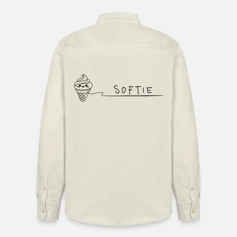 Softie Süßes Softeis Doodle Line Art - Relaxed Fit Unisex Organic Hemd von Stanley/Stella - Natur