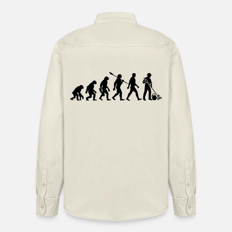 Evolution - Gärtner - Garten - Gartenarbeit - Relaxed Fit Unisex Organic Hemd von Stanley/Stella - Natur