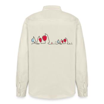 Regatta Skyline Sailboats Sailing Sailing Boats - Relaxed Fit Unisex Organic Shirt by Stanley/Stella - soft Ecru - Back - AI Model Male 178 light (178cm)