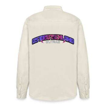 East Germany Ultras Ossis East East Germans - Relaxed Fit Unisex Organic Shirt by Stanley/Stella - soft Ecru - Back - AI Model Male 178 light (178cm)