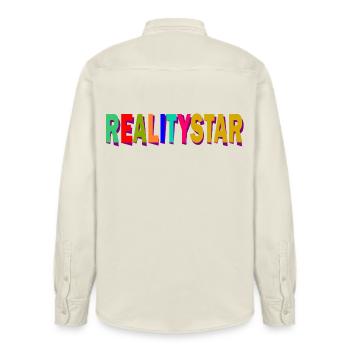 RealityStar Farbexplosion - Relaxed Fit Unisex Organic Hemd von Stanley/Stella - Natur - Hinten - AI Model Male 178 light (178cm)